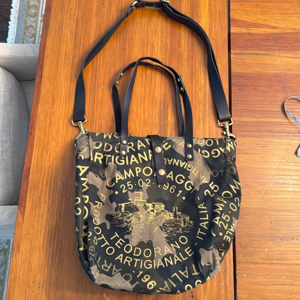 Campomaggi Black and Gold Tote Bag